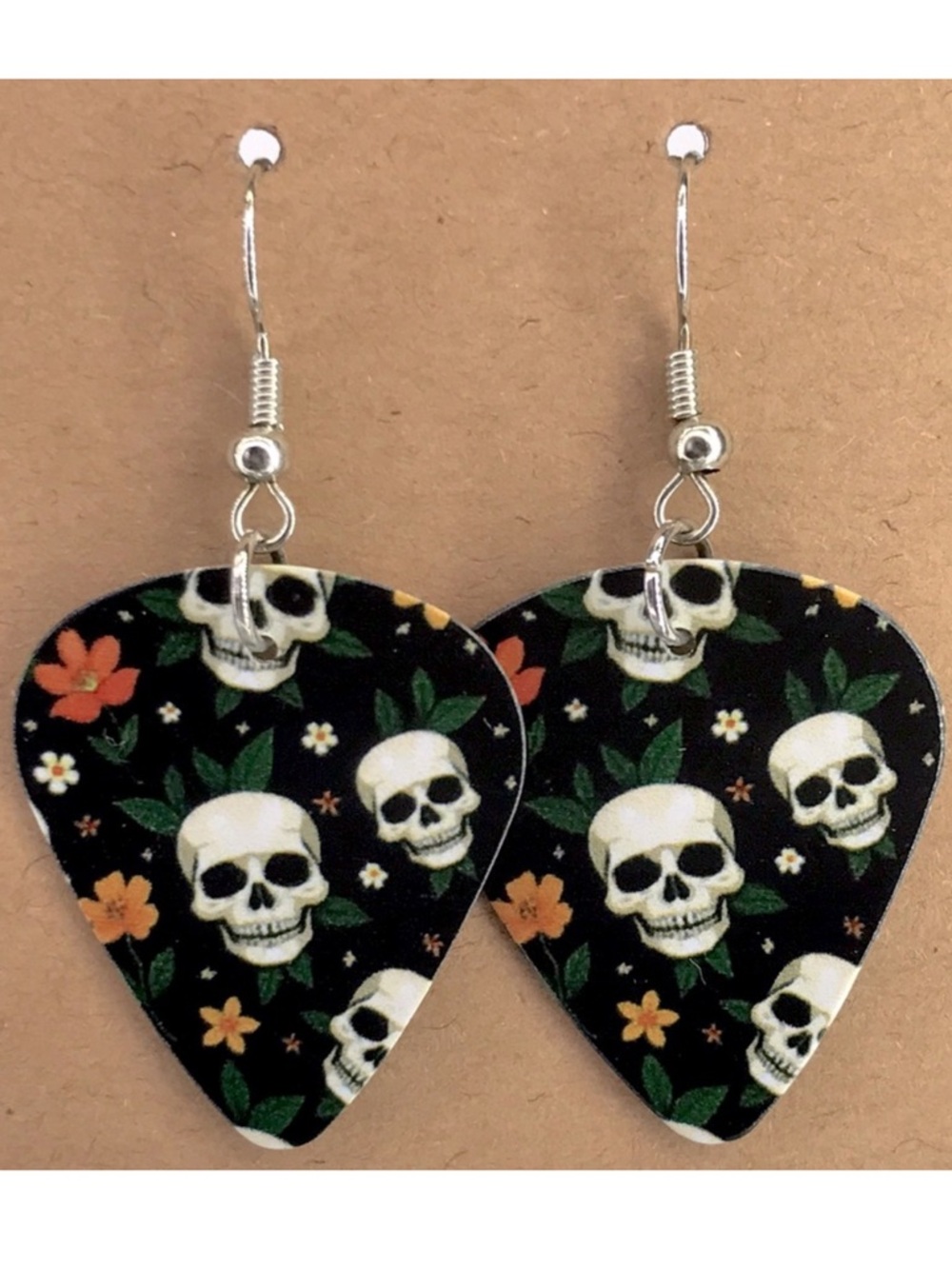 Skull Guitar Pick Custom Earrings Fashion Jewelry